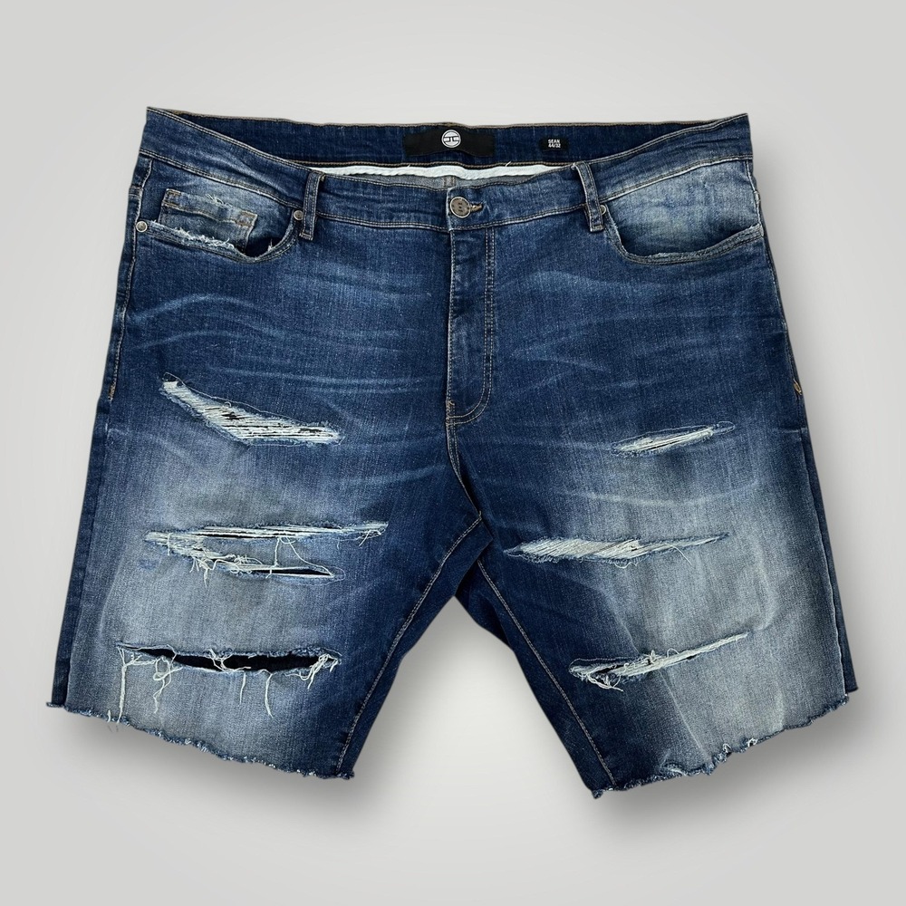 Jordan Craig Denim Shorts Mens 44 (46x12) Blue Cut Offs Distressed Raw Hem